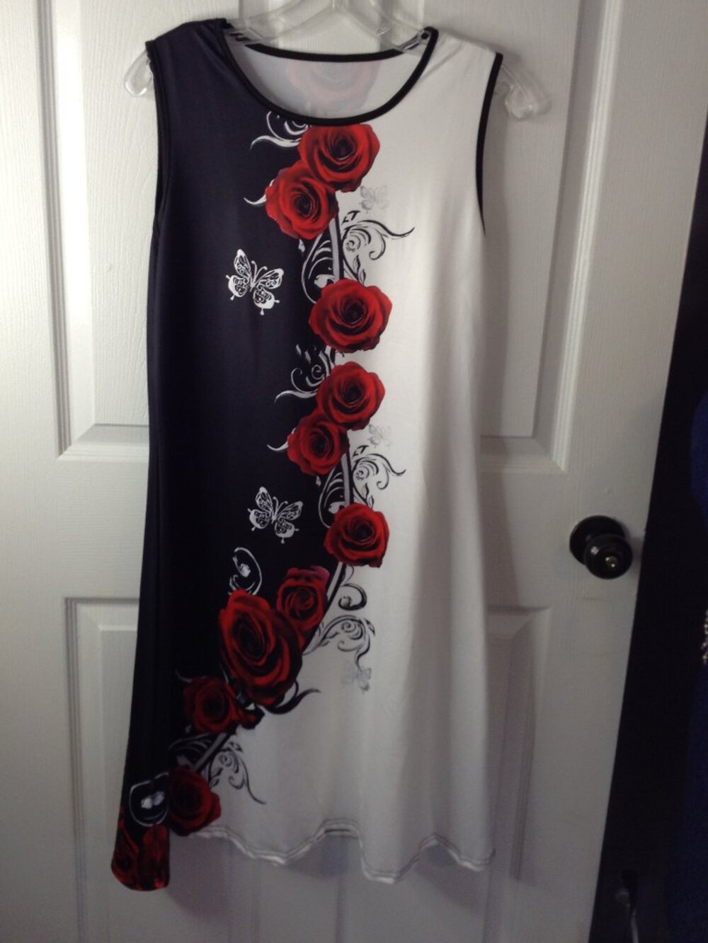 NWOT Sundress w/Bolo Jacket Red/Black Floral Belted Shift Dress "L" Garden Party